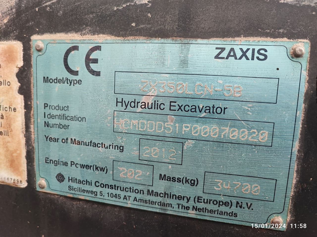 Crawler excavator HITACHI ZX350LCN-5B: picture 7