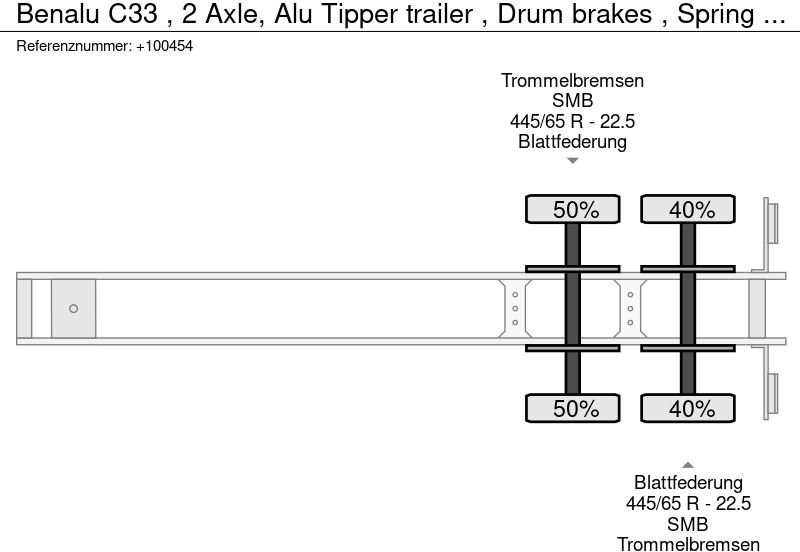 Tipper semi-trailer Benalu C33 , 2 Axle, Alu Tipper trailer , Drum brakes , Spring suspension: picture 13
