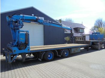 Bulthuis 2-as semie Stuur-as Roller kraan kran crane hiab 130 - Low loader semi-trailer