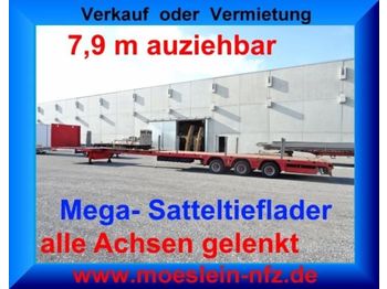 Doll 3 Achs Mega Tieflader, Ausziehbar, 3 x Gelenkt  - Low loader semi-trailer