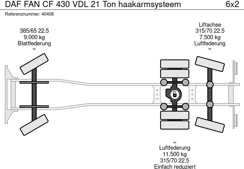 Hook lift truck DAF FAN CF 430 VDL 21 Ton haakarmsysteem: picture 13