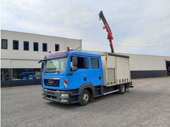 Curtainsider truck, Crane truck MAN TGL 10.250 Euro5 Doka / Dubbel cabine Servicewagen Kraan Palfinger: picture 1