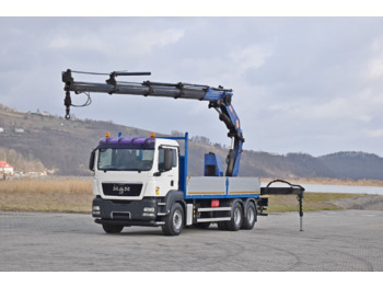 Dropside/ Flatbed truck, Crane truck MAN TGS 26.360: picture 2