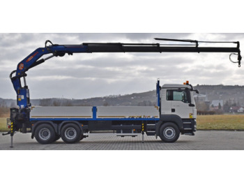 Dropside/ Flatbed truck, Crane truck MAN TGS 26.360: picture 5
