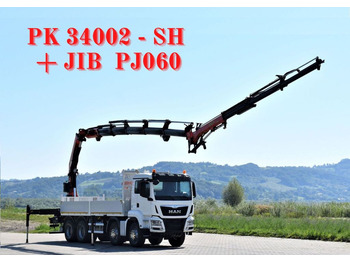 Dropside/ Flatbed truck, Crane truck MAN TGS 35.440* PK34002-SH F + JIB PJ060/FUNK * 8x4: picture 1