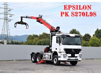 Log truck, Crane truck Mercedes-Benz ACTROS 3355*Sattelzugmaschine+PK S270L98/6x4: picture 1