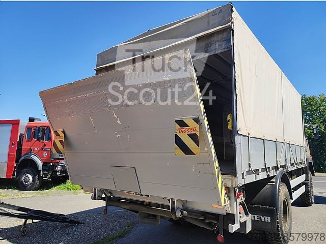 Curtainsider truck Steyr 1291.320 P43M 4x4 Pritsche und Hebebühne: picture 4