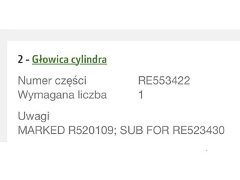 Cylinder head for Agricultural machinery John Deere RE523430 - Głowica cylindrów: picture 2