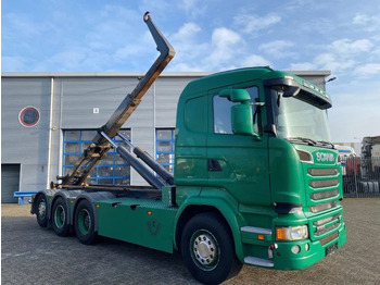 Hook lift truck Scania R520 V8 / 8X4 / BIG AXLE / AJK HOOKLIFT 30TON / LIFT+LENKACHSE / NAVI / LEATHER / FULL-AIR / AUTOMATIC / EURO-6 / 2015: picture 2 Hook lift truck Scania R520 V8 / 8X4 / BIG AXLE / AJK HOOKLIFT 30TON / LIFT+LENKACHSE / NAVI / LEATHER / FULL-AIR / AUTOMATIC / EURO-6 / 2015: picture 2