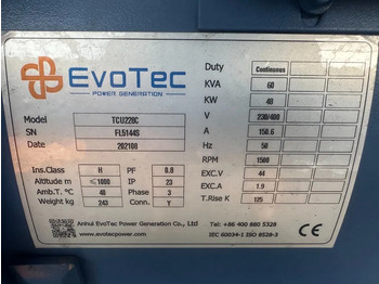 New Generator set Evotec TCU228G 60 kVA generatordeel Alternator New ! Overstock: picture 3
