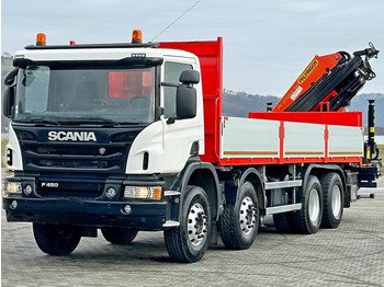 Crane truck, Dropside/ Flatbed truck Scania P 450 * PK 27002 - SH + FUNK * 8x4 * TOPZUSTAND: picture 4