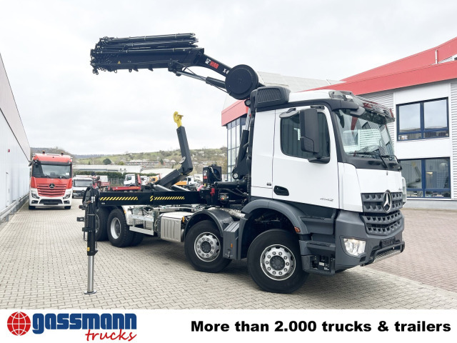 New Hook lift truck, Crane truck Mercedes-Benz Arocs 4142 B 8x4/4, Grounder, Funk: picture 9