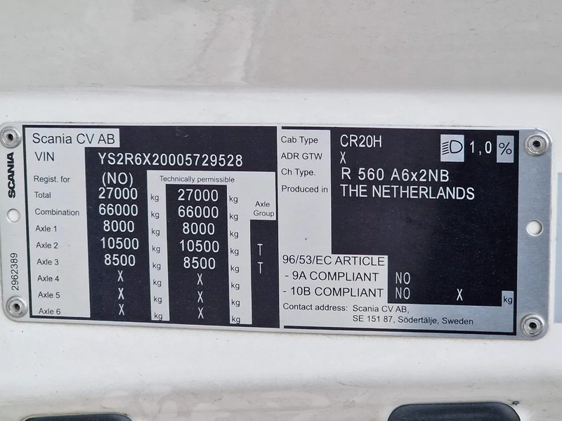 Tractor unit Scania R560 Highline 6x2 - BUFFL - Retarder - Full air - 3.15 WB - Leather: picture 16