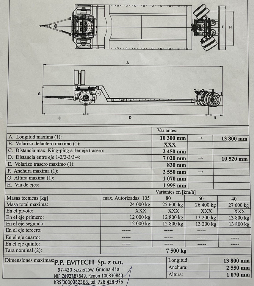EMTECH 2 osiowa PCN 18 TIEFBETT Zagłębiana Rozciągana Oś Skrętna UNIKAT - Low loader semi-trailer: picture 5 EMTECH 2 osiowa PCN 18 TIEFBETT Zagłębiana Rozciągana Oś Skrętna UNIKAT - Low loader semi-trailer: picture 5