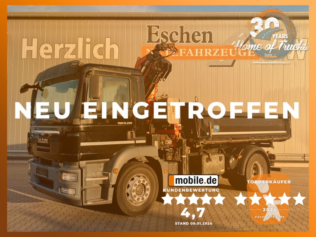 MAN TGM 15.250 4x2 BL / Atlas AK 88.3 Faltkran - Tipper, Crane truck: picture 1 MAN TGM 15.250 4x2 BL / Atlas AK 88.3 Faltkran - Tipper, Crane truck: picture 1