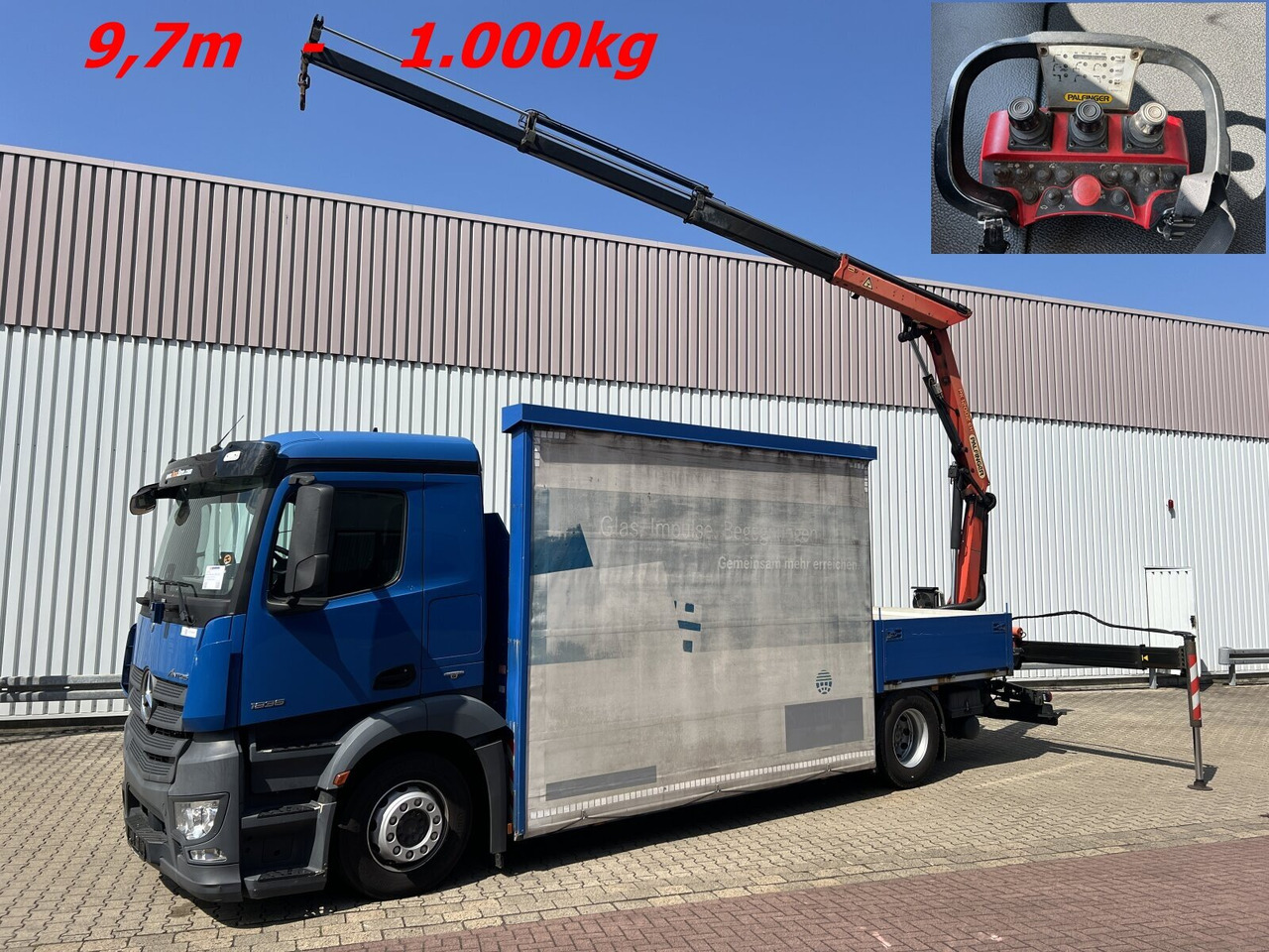 Mercedes-Benz Antos 1836 L 4x2 Antos 1836 L 4x2, Glastransporter, Heckkran Palfinger Pk 12002-EH, Funk - Crane truck: picture 1 Mercedes-Benz Antos 1836 L 4x2 Antos 1836 L 4x2, Glastransporter, Heckkran Palfinger Pk 12002-EH, Funk - Crane truck: picture 1