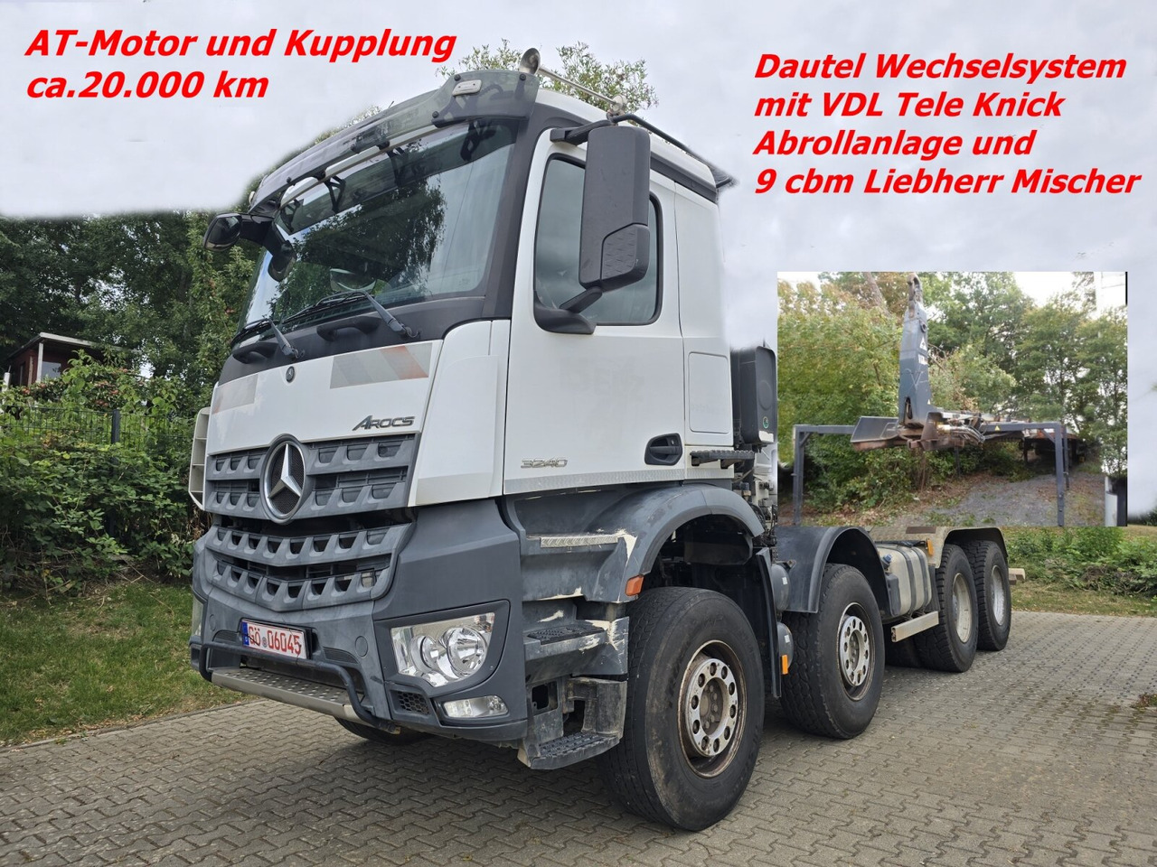 Mercedes-Benz Arocs 3240 8x4 Arocs 3240 8x4, VDL Tele-Knick Abrollanlage - Hook lift truck: picture 1 Mercedes-Benz Arocs 3240 8x4 Arocs 3240 8x4, VDL Tele-Knick Abrollanlage - Hook lift truck: picture 1