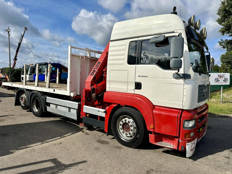 MAN TG 360 A 6x2 + KRAN ATLAS 100.1 A3 - PLATFORM 5m80 - E3 - LIFT-AXLE - FULL AIR SUSPENSION - ZF AS TRONIC - BE TRUCK - Dropside/ Flatbed truck, Crane truck: picture 1 MAN TG 360 A 6x2 + KRAN ATLAS 100.1 A3 - PLATFORM 5m80 - E3 - LIFT-AXLE - FULL AIR SUSPENSION - ZF AS TRONIC - BE TRUCK - Dropside/ Flatbed truck, Crane truck: picture 1