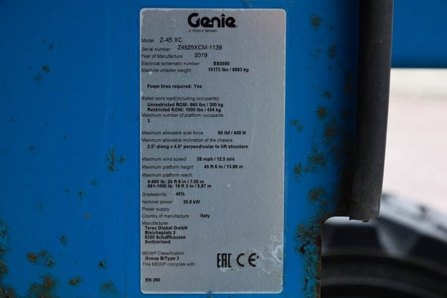 Articulated boom Genie Z-45XC GUARANTEE, Diesel, 4x4 Drive, 16m Working H: picture 7