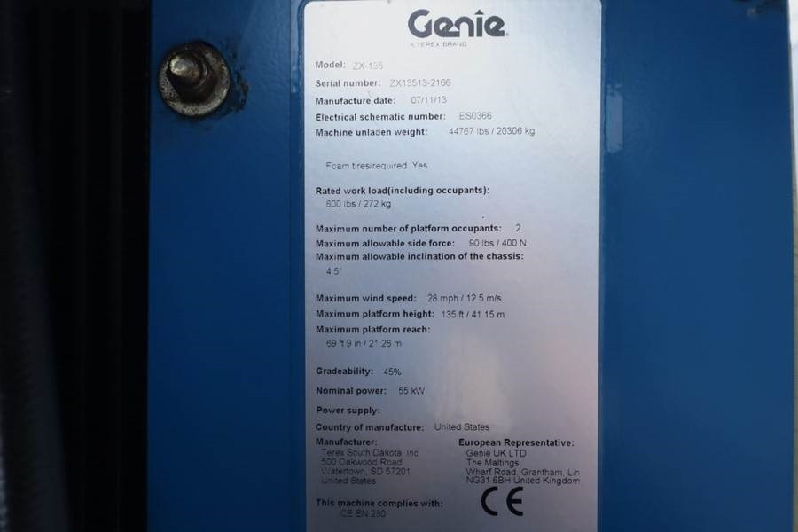 Articulated boom Genie ZX135/70 Diesel, 4x4x4 Drive, 43m Working Height,: picture 6