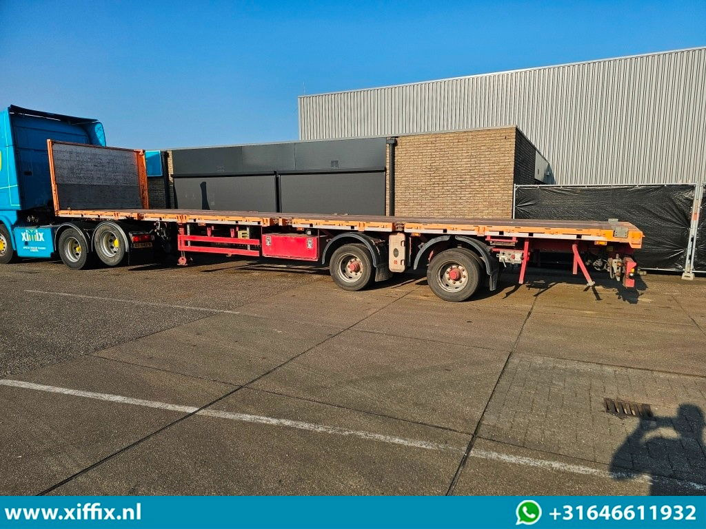 Dropside/ Flatbed semi-trailer Fellechner 2-ass. Vlakke uitschuifbare Mega oplegger / Naloop gestuurd: picture 10