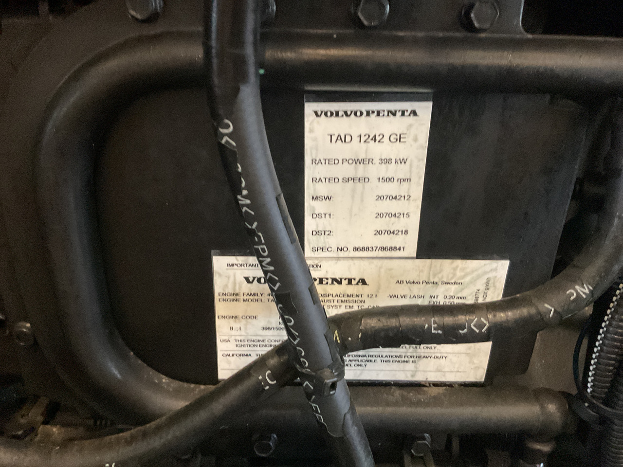 Volvo 1242GE, 450KVA Generator. Low hours since new - Generator set: picture 4 Volvo 1242GE, 450KVA Generator. Low hours since new - Generator set: picture 4