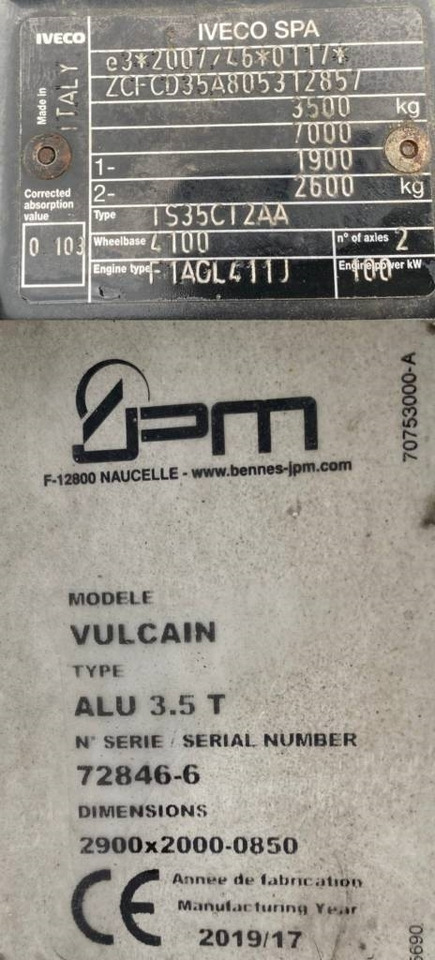 Tipper van, Combi van Iveco DAILY 35-140 C14 2.3D/140 / JPM VULCAIN endommagé: picture 10 Tipper van, Combi van Iveco DAILY 35-140 C14 2.3D/140 / JPM VULCAIN endommagé: picture 10