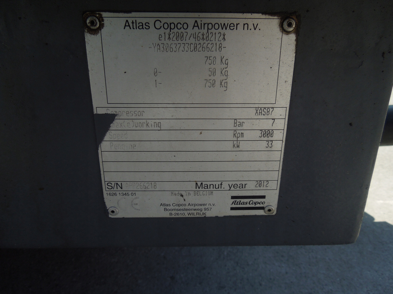 Air compressor Atlas Copco XAS87: picture 7