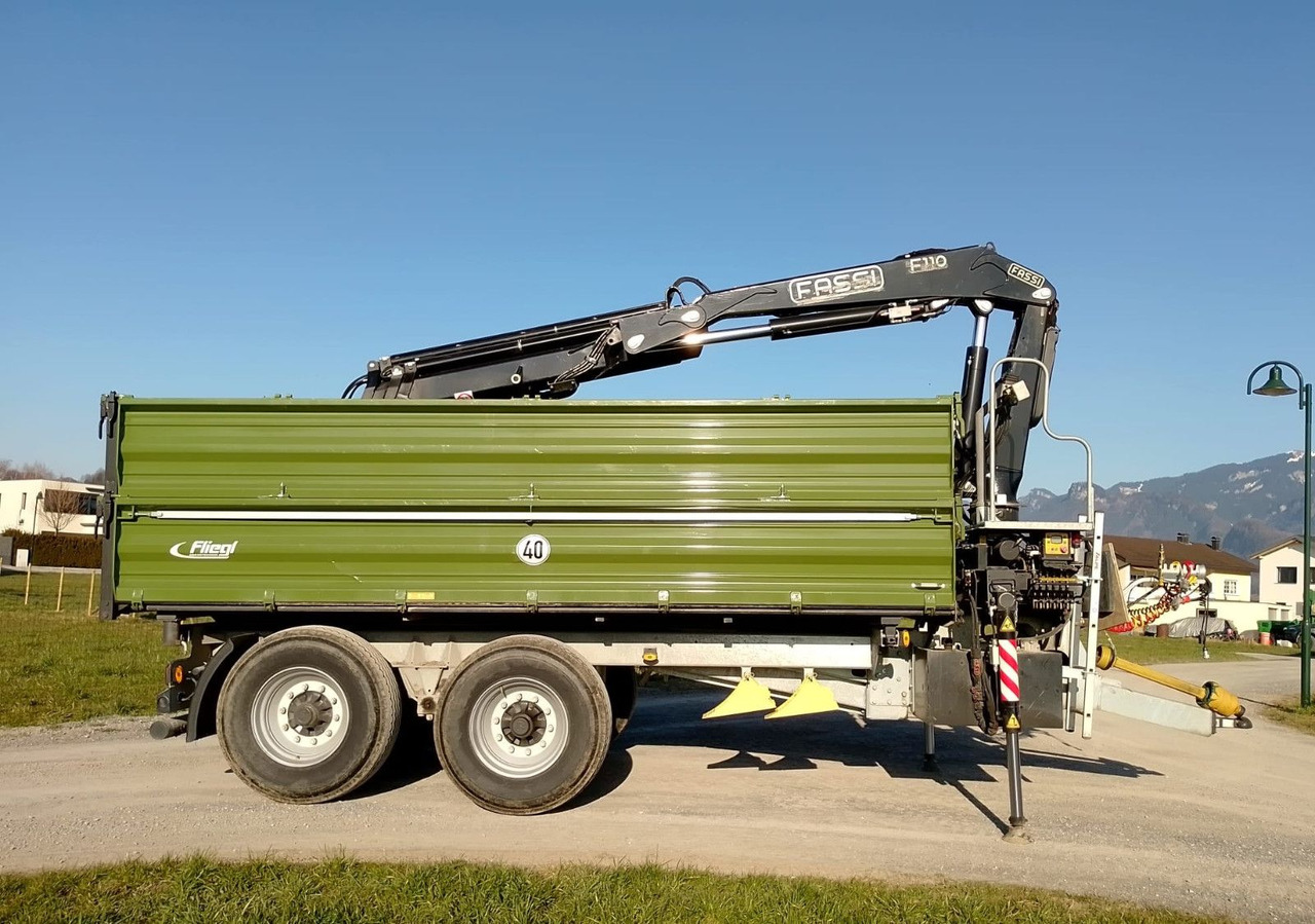 Fliegl TDK160, Agraranhänger, Fassi F110, EU Papiere - Tipper trailer: picture 2 Fliegl TDK160, Agraranhänger, Fassi F110, EU Papiere - Tipper trailer: picture 2