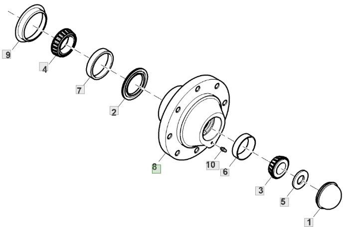 John Deere 6110 - oś przednia - piasta koła P58400 - Wheel hub for Agricultural machinery: picture 1 John Deere 6110 - oś przednia - piasta koła P58400 - Wheel hub for Agricultural machinery: picture 1