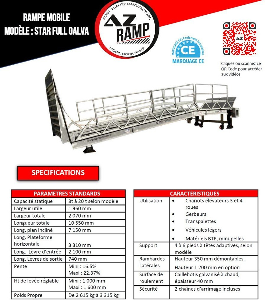 Loading Ramp with with hydraulic tilting bridge -  AZ RAMP - STAR- 8T FULL GALVA leasing Loading Ramp with with hydraulic tilting bridge -  AZ RAMP - STAR- 8T FULL GALVA: picture 11