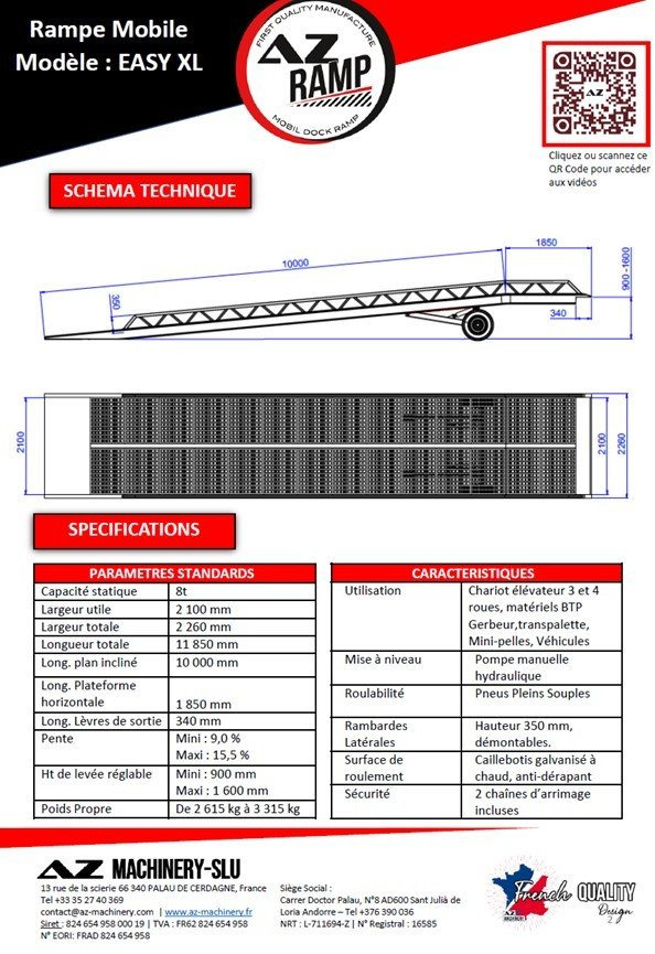 **RENTAL** AZ RAMP-EASY XL-8 . Mobil Loading Ramp WIDE With Level Off, 8 t Capacity - Loading ramp: picture 3 **RENTAL** AZ RAMP-EASY XL-8 . Mobil Loading Ramp WIDE With Level Off, 8 t Capacity - Loading ramp: picture 3