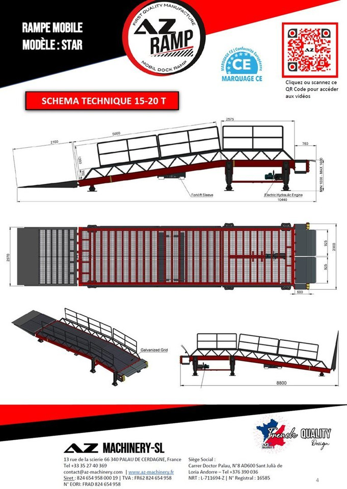 Loading ramp **RENTAL** Loading Ramp with with hydraulic tilting bridge -  AZ RAMP - STAR- 8T. 8 ton capacity: picture 6
