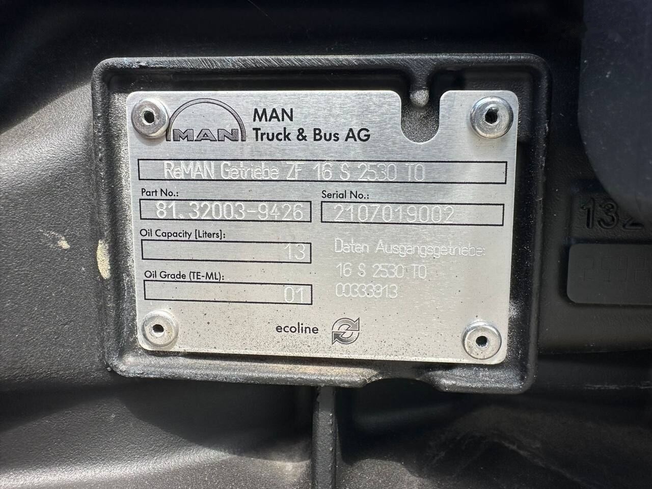 MAN 16 S 2530 TO MAN - Gearbox for Truck: picture 2 MAN 16 S 2530 TO MAN - Gearbox for Truck: picture 2