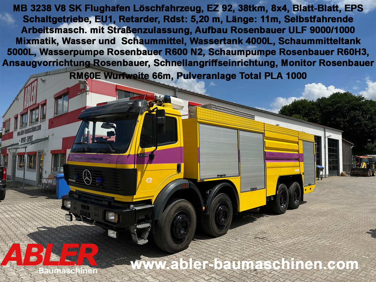 Mercedes-Benz 3238 SK Löschfahrzeug Rosenbauer Wasser + Schaum 66m Wurfweite - Fire truck: picture 1 Mercedes-Benz 3238 SK Löschfahrzeug Rosenbauer Wasser + Schaum 66m Wurfweite - Fire truck: picture 1