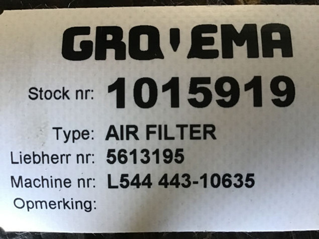 Liebherr Air Filter - Air intake system: picture 1 Liebherr Air Filter - Air intake system: picture 1