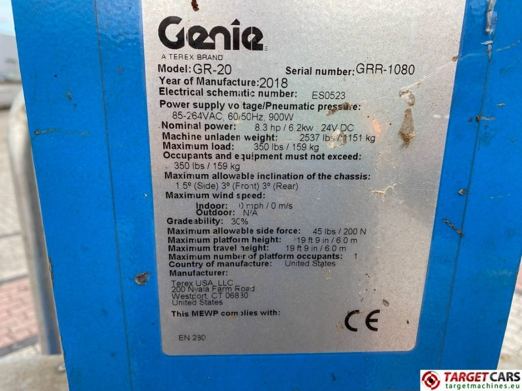 Vertical mast lift Genie GR-20 Runabout El Vertical Mast Work Lift 802cm: picture 10