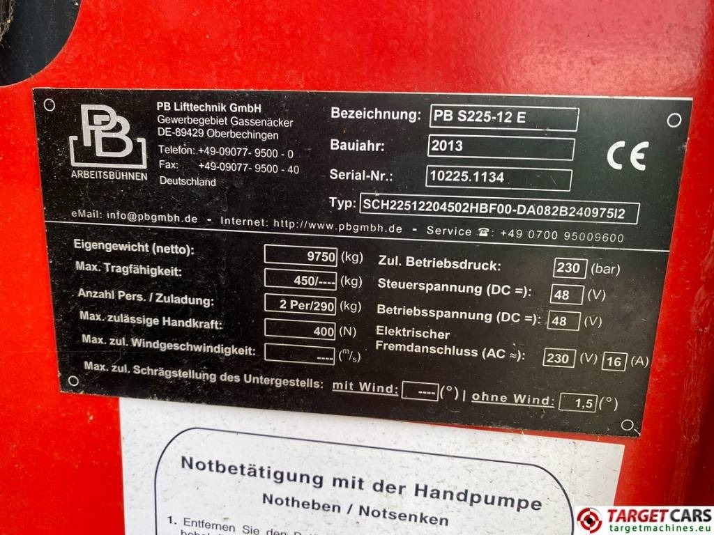 Scissor lift PB Lifttechnik S225-12E Electric Scissor Work Lift 2250cm DEFECT: picture 10