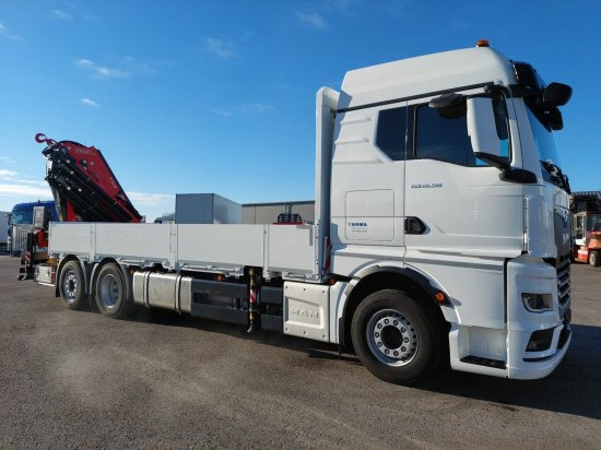 MAN TGX 26.510 LL Pritsche, Fassi F545RA.2.28XE, Containerverschlüsse, - Dropside/ Flatbed truck, Crane truck: picture 1 MAN TGX 26.510 LL Pritsche, Fassi F545RA.2.28XE, Containerverschlüsse, - Dropside/ Flatbed truck, Crane truck: picture 1