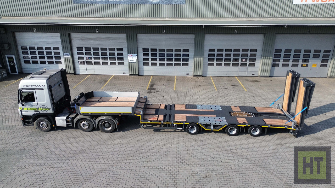 Meusburger 3-Achs-Tele-Semi mit 1 Paar Radmulden und hydr. Rampen - Low loader semi-trailer: picture 3 Meusburger 3-Achs-Tele-Semi mit 1 Paar Radmulden und hydr. Rampen - Low loader semi-trailer: picture 3