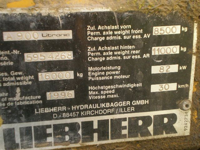LIEBHERR A900LI - Wheel excavator: picture 2 LIEBHERR A900LI - Wheel excavator: picture 2