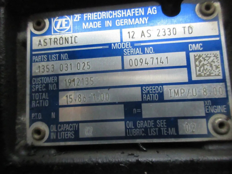 DAF XF106 1912135 TRANSMISSIE 12 AS 2330 TD EURO 6 - Gearbox for Truck: picture 5 DAF XF106 1912135 TRANSMISSIE 12 AS 2330 TD EURO 6 - Gearbox for Truck: picture 5