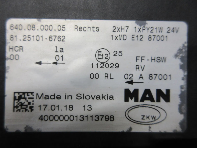MAN 81.25101-6762 KOPLAMP RECHTS MAN 18.500 EURO 6 MODEL 2020 - Headlight for Truck: picture 5 MAN 81.25101-6762 KOPLAMP RECHTS MAN 18.500 EURO 6 MODEL 2020 - Headlight for Truck: picture 5