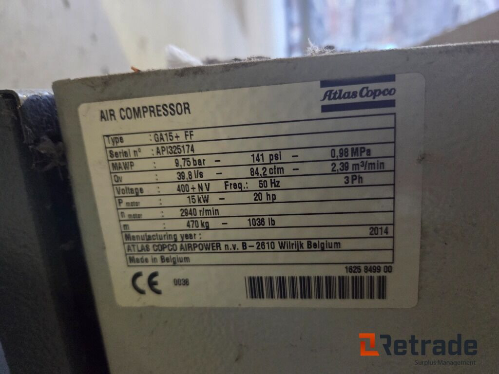 Construction machinery Kompressor Atlas Copco GA15+ FF: picture 7 Construction machinery Kompressor Atlas Copco GA15+ FF: picture 7
