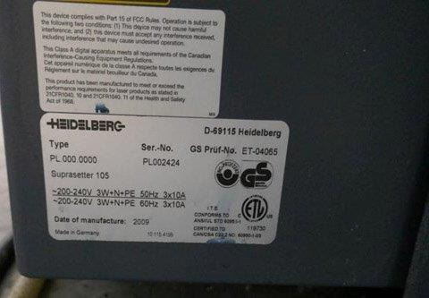 Printing machinery 8up thermal ctp Heidelberg Suprasetter 105 with MCL and Prinect Metashooter 11: picture 12