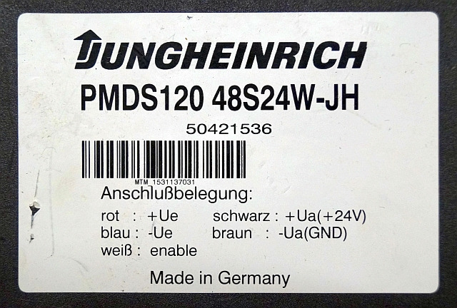 Jungheinrich 50421536 | Transformer 48V-24V PMDS120 48S 24W-JH snn. MTM153113703 - Electrical system for Material handling equipment: picture 3 Jungheinrich 50421536 | Transformer 48V-24V PMDS120 48S 24W-JH snn. MTM153113703 - Electrical system for Material handling equipment: picture 3