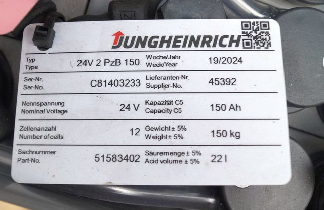 Jungheinrich unknown | Battery 24 2PZB150 year 2024 weight 150 kg sn. C81403233 - Battery for Material handling equipment: picture 4 Jungheinrich unknown | Battery 24 2PZB150 year 2024 weight 150 kg sn. C81403233 - Battery for Material handling equipment: picture 4
