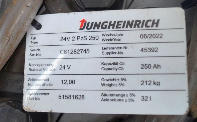 Jungheinrich unknown | Battery 24 2PZS250 year 2022 weight 212 kg sn. C8182745 o - Battery for Material handling equipment: picture 4 Jungheinrich unknown | Battery 24 2PZS250 year 2022 weight 212 kg sn. C8182745 o - Battery for Material handling equipment: picture 4