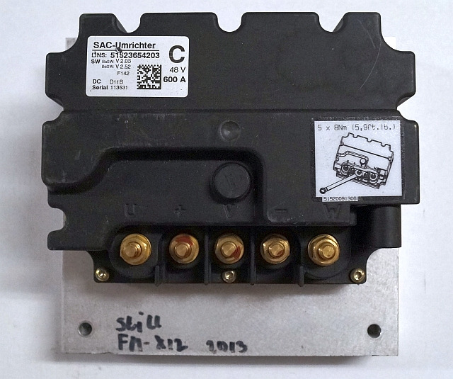 Still 51523654203 | Controller 48V/600A V2,03 V2,52 sn. 113531 from Still FMX12 - ECU for Material handling equipment: picture 1 Still 51523654203 | Controller 48V/600A V2,03 V2,52 sn. 113531 from Still FMX12 - ECU for Material handling equipment: picture 1