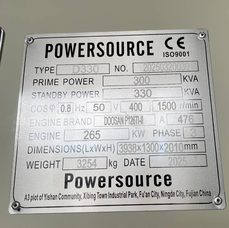 Doosan P126TI-II - 330 kVA Generator - DPX-19853 - Generator set: picture 5 Doosan P126TI-II - 330 kVA Generator - DPX-19853 - Generator set: picture 5